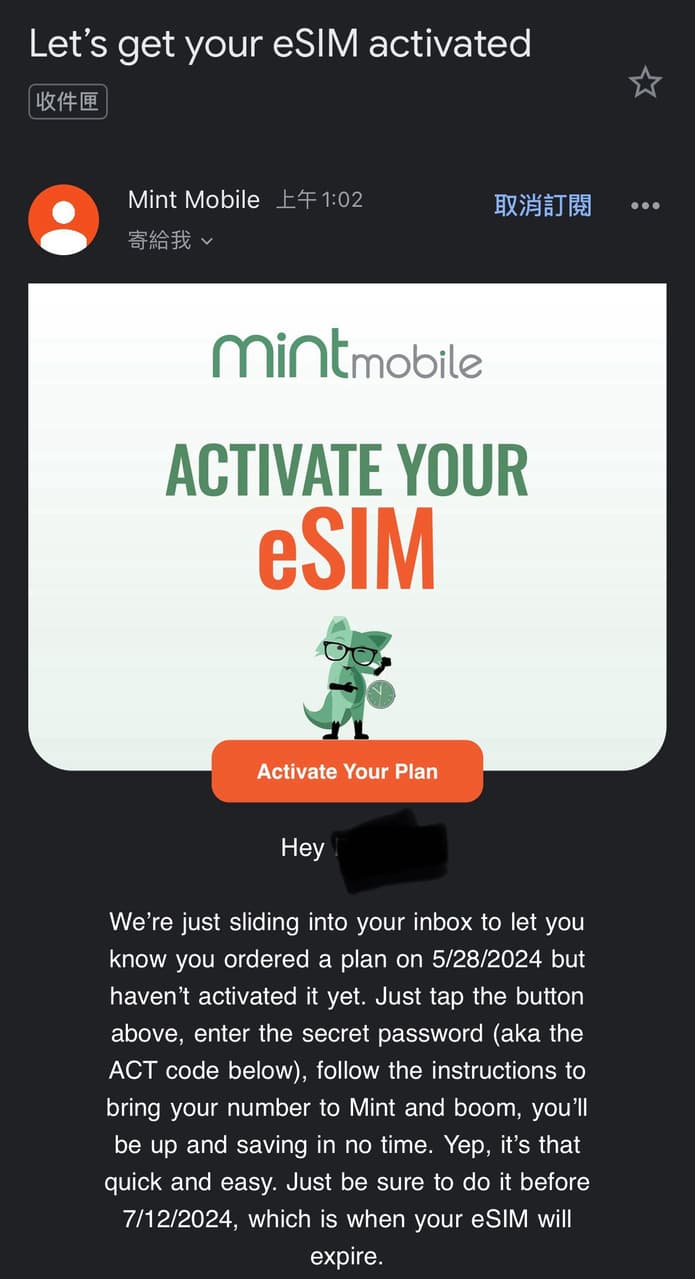 🇺🇸美打 Mint mobile eSim網路詢問 打工度假板 Dcard