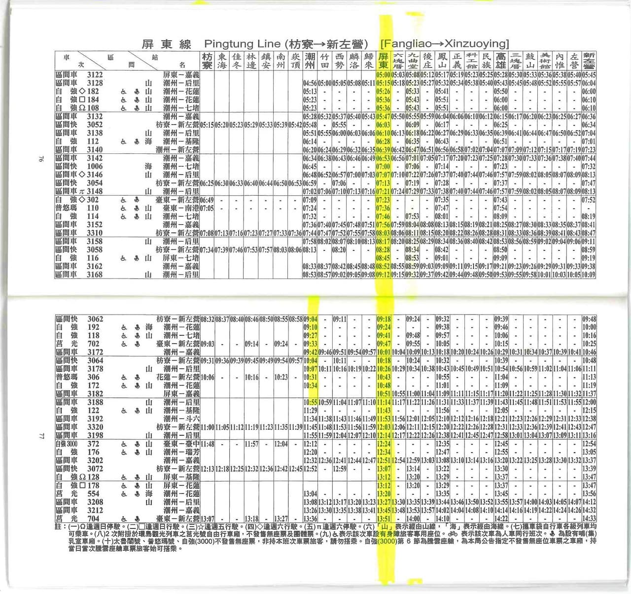 臺灣鐵路火車時刻表-2022年06月29日星期三製發 (Taiwan Railways Train Timetable-Printed On ...