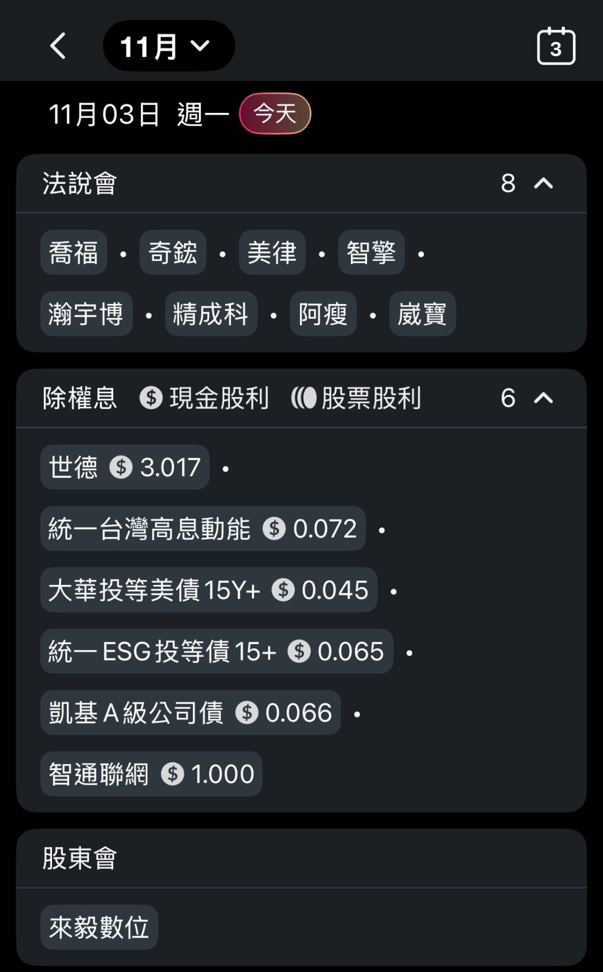 分享✨11/05（三）法說會& 除權息✨ - 股票板| Dcard