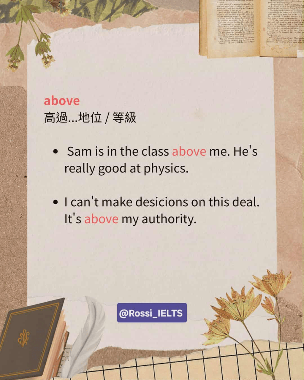 容易混淆字- above vs. over - rossiielts (@rossilee) | Dcard