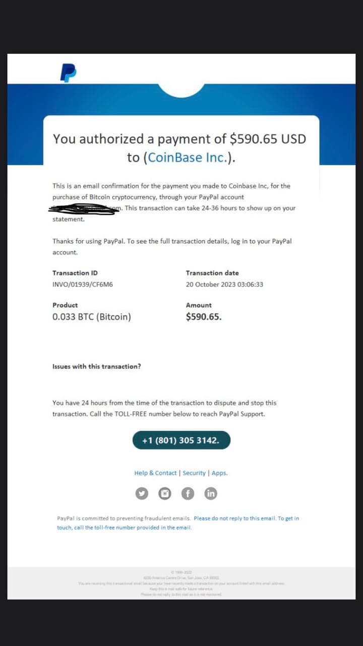 網路詐騙詐騙Email 「您已授權$590.65給CoinBase Inc.」 - 反詐騙板| Dcard