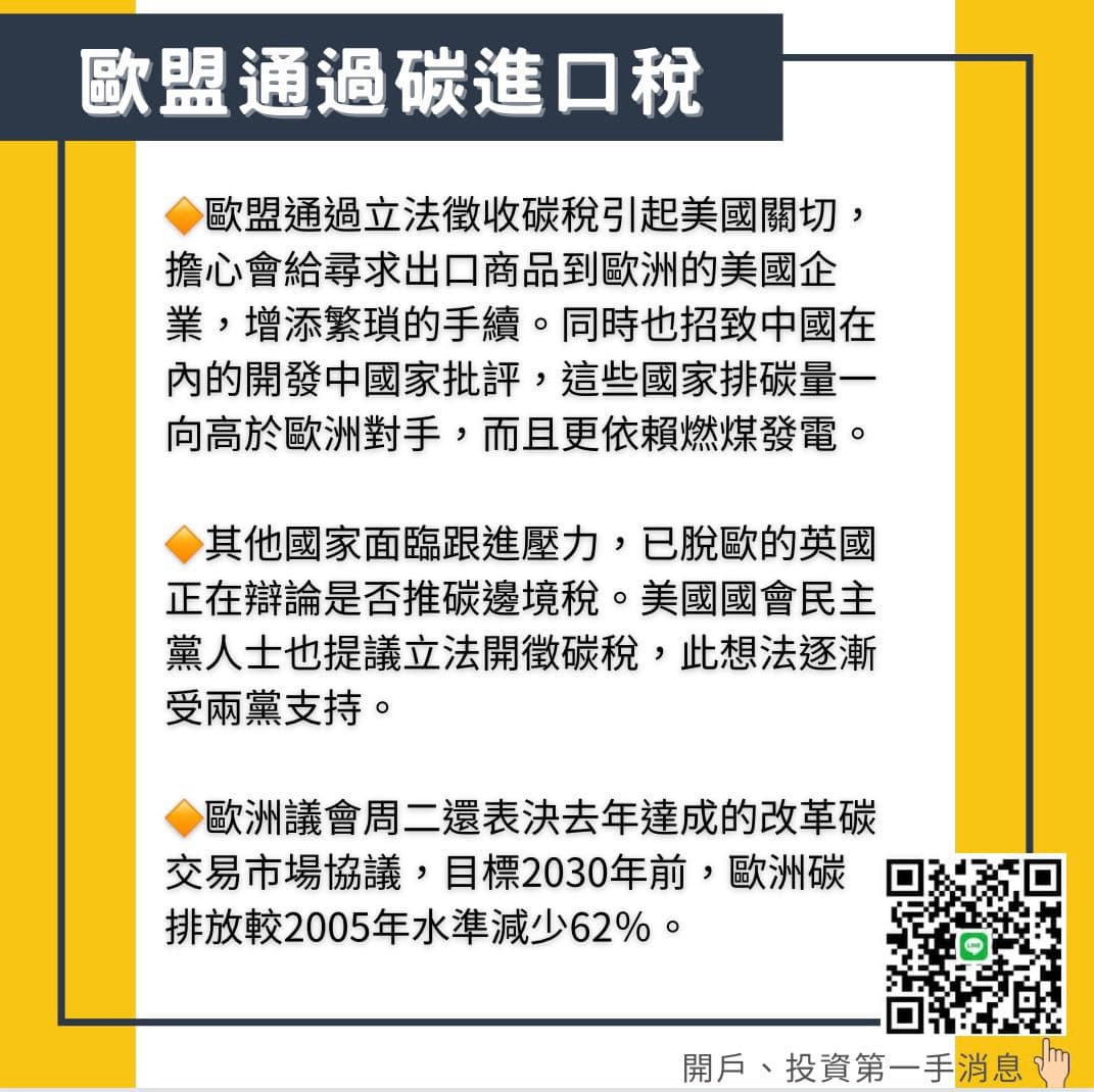 新聞 歐盟通過碳排放稅，2026上路 股票板 Dcard