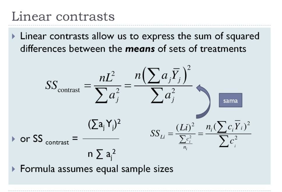 Linear Contrasts Example 請教統計大神關於Linear contrast中的公式 - 數學板 | Dcard