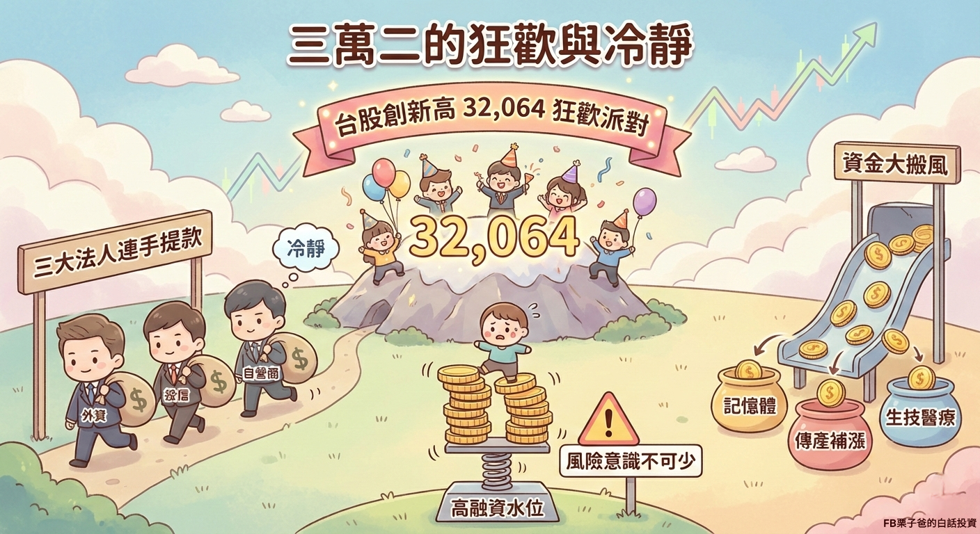 分享【三萬二的狂歡與冷靜】指數再創歷史新高，三大法人卻「再度」聯手提款- 股票板| Dcard