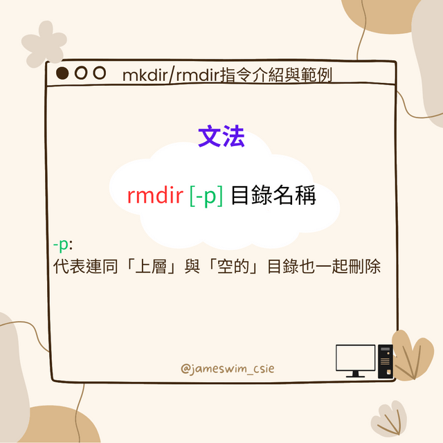 【Linux】mkdir/rmdir指令（多圖 左滑） - 無名小卒 (@jameswim) | Dcard