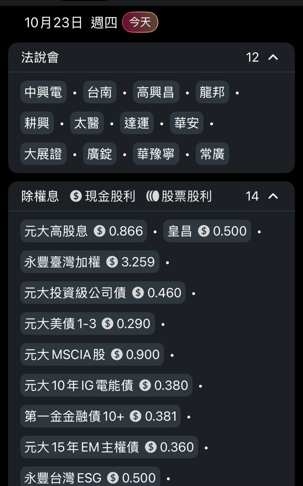 分享✨10/23 法說會& 除權息✨ - 股票板| Dcard