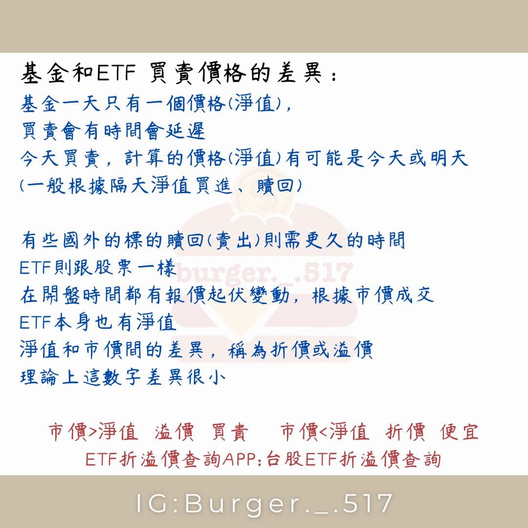 ETF與基金的差異- 金融漢堡保🍔 (@burgerlil517) | Dcard
