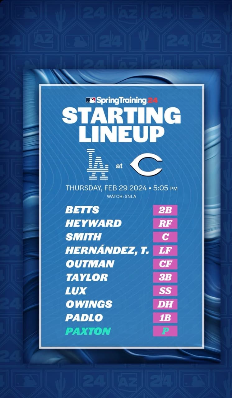 賽事討論 2024/3/1 MLB 春訓 洛杉磯道奇LAD vs. 辛辛那提紅人CIN 賽事討論區 MLB板 Dcard