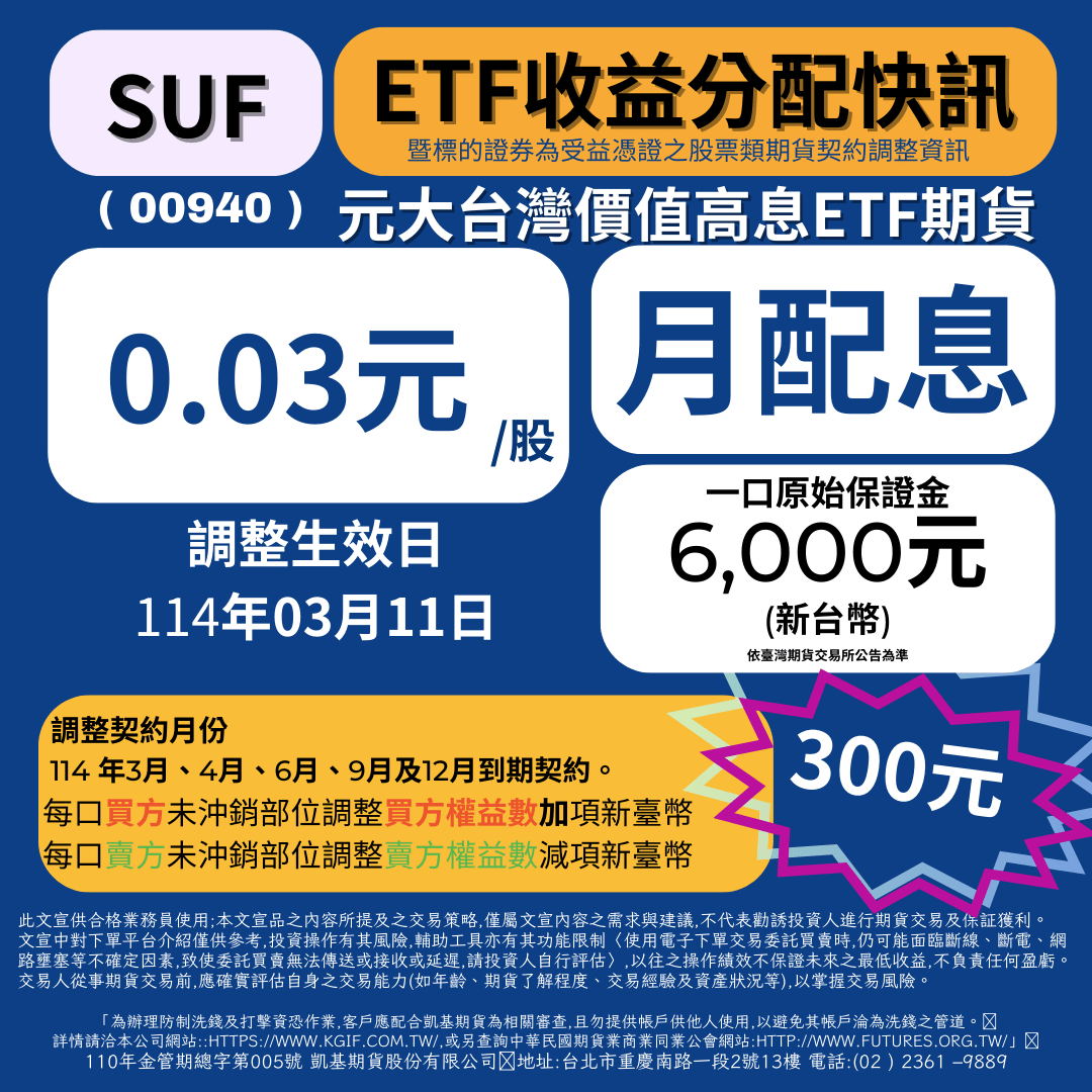 臺灣期貨交易所元大台灣價值高息ETF期貨契約調整- 理財板| Dcard