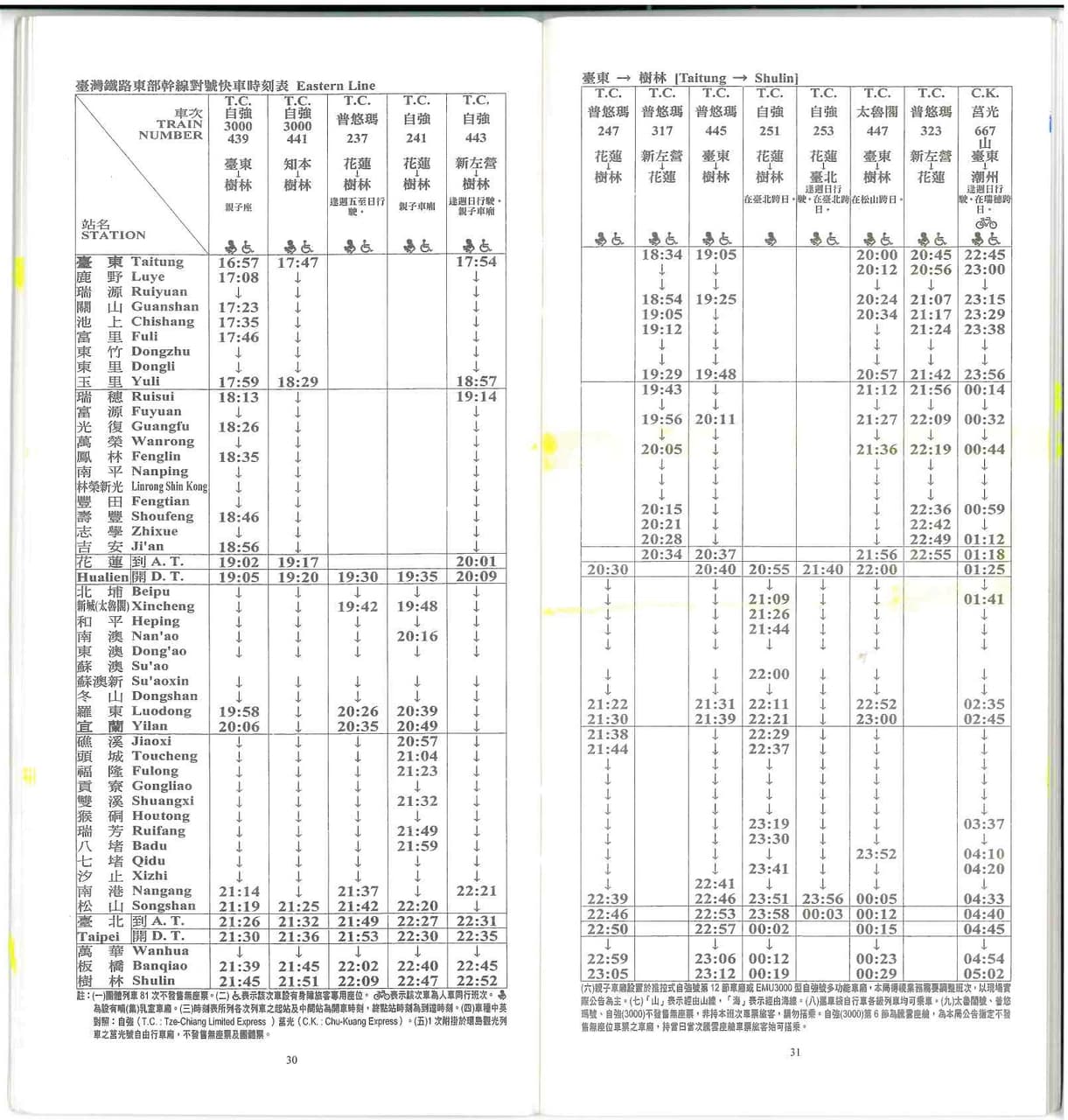 臺灣鐵路火車時刻表-2022年06月29日星期三製發 (Taiwan Railways Train Timetable-Printed On ...