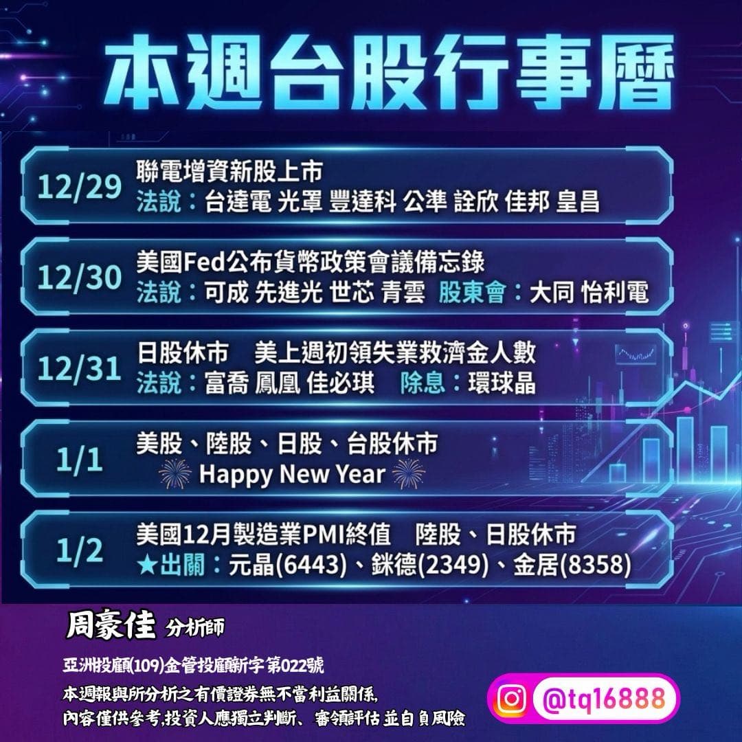 分享🔻下週台股行事曆👉🏻我是小豪追蹤IG主頁可以加入專區會有更即時的動態更新- 股票板| Dcard