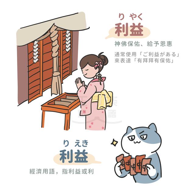 【詞彙進階應用】是錢還是保佑?「利益」的兩種唸法差很大! - 王可樂日語 (@wangcolaneko) | Dcard