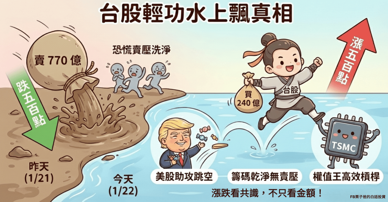 分享【 賣770 億跌五百點，買240 億漲五百點？解密台股「輕功水上飄」的真相】 - 股票板| Dcard
