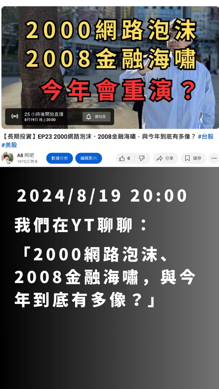 【預告】2000網路泡沫、2008金融海嘯，與今年到底有多像？ - A8 阿吧(@a8relife) | Dcard