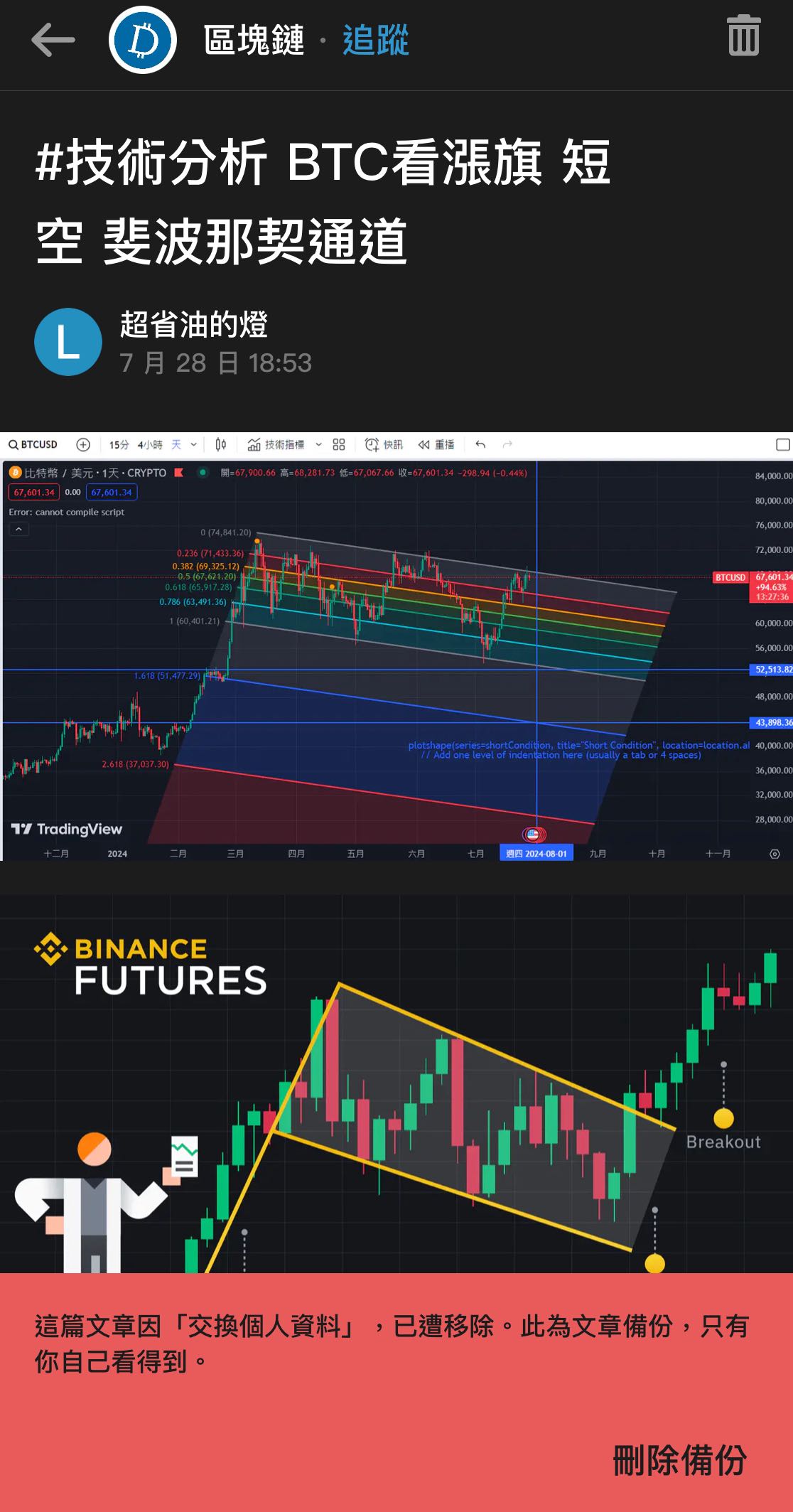 技術分析我的文章被刪- 區塊鏈板| Dcard