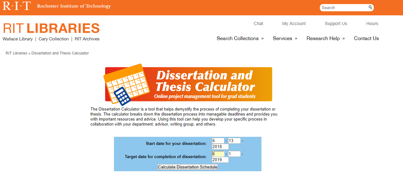 dissertation and thesis calculator