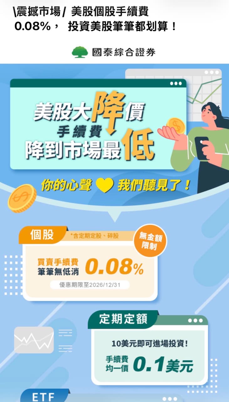 分享國泰複委託手續費調降到0.08%(無低消) - 股票板| Dcard