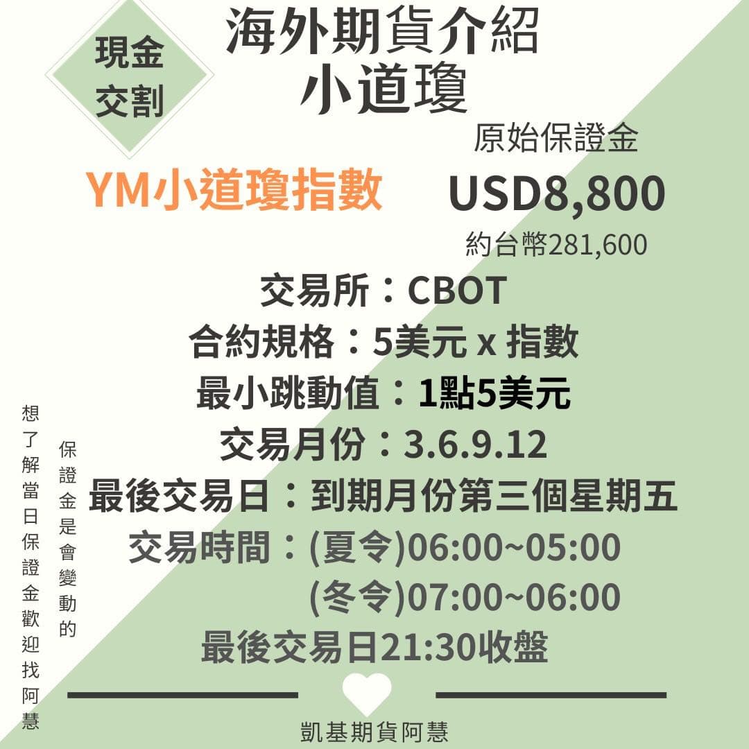 海外期貨規格介紹｜小道瓊｜微型道瓊- 凱基期貨阿慧🌸 (@line_ahui030612) | Dcard