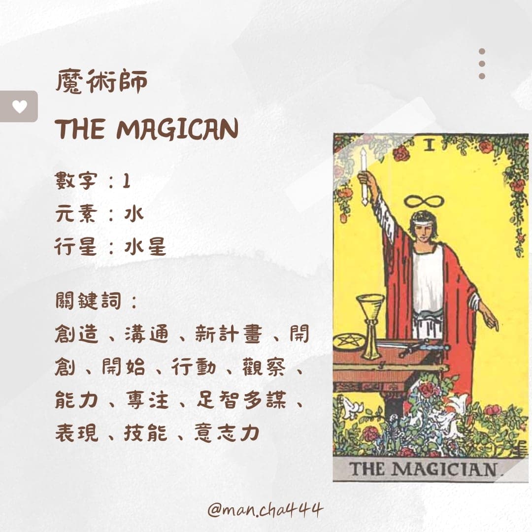 #學習 1號 魔術師牌 - 慢茶占卜 (@man.cha443) | Dcard