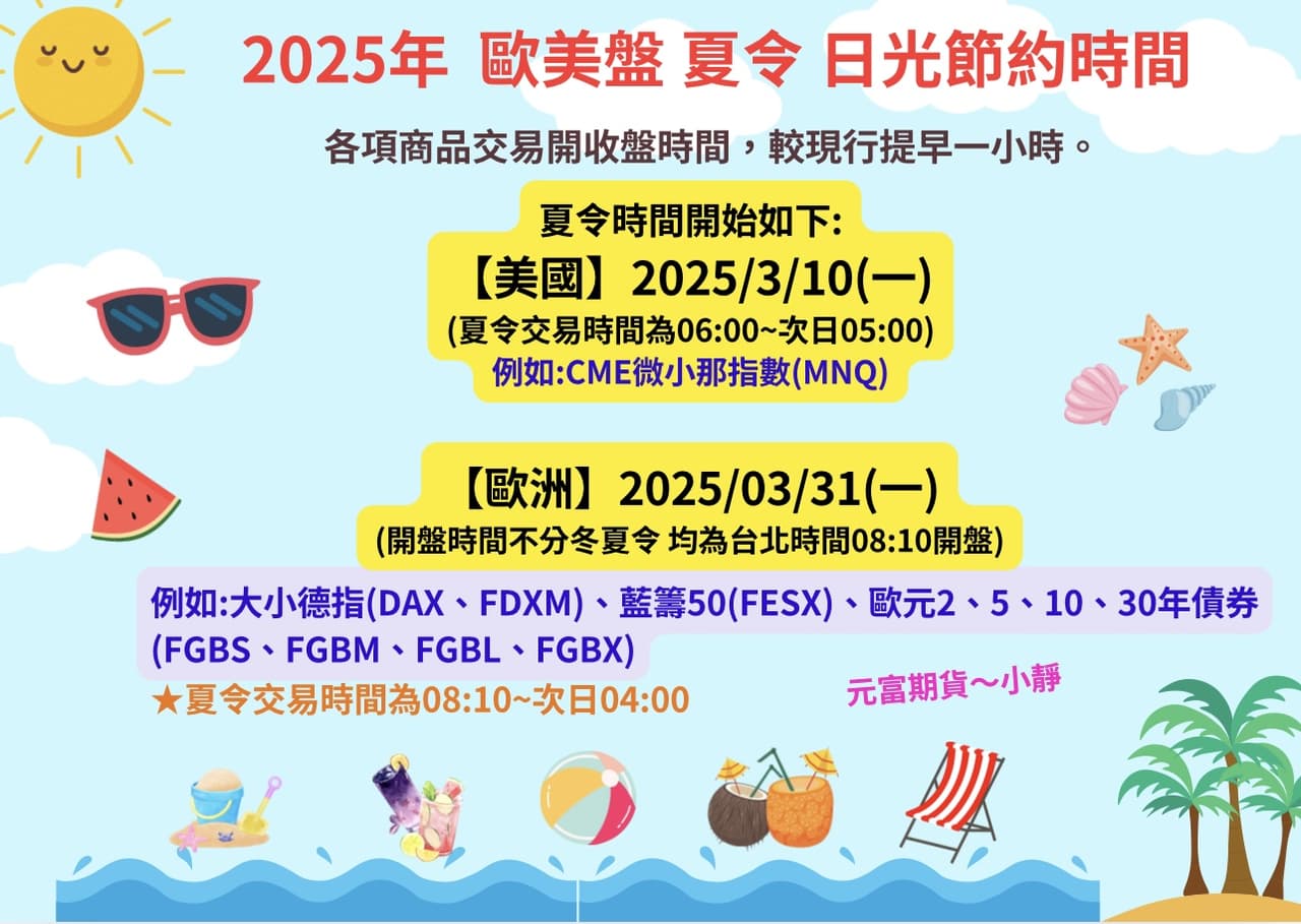 分享最新2025年！【你的海期交易時間表該更新了：請注意歐美盤將陸續進入夏日時日光節約【夏令】交易時間提早1小時】 - 股票板| Dcard
