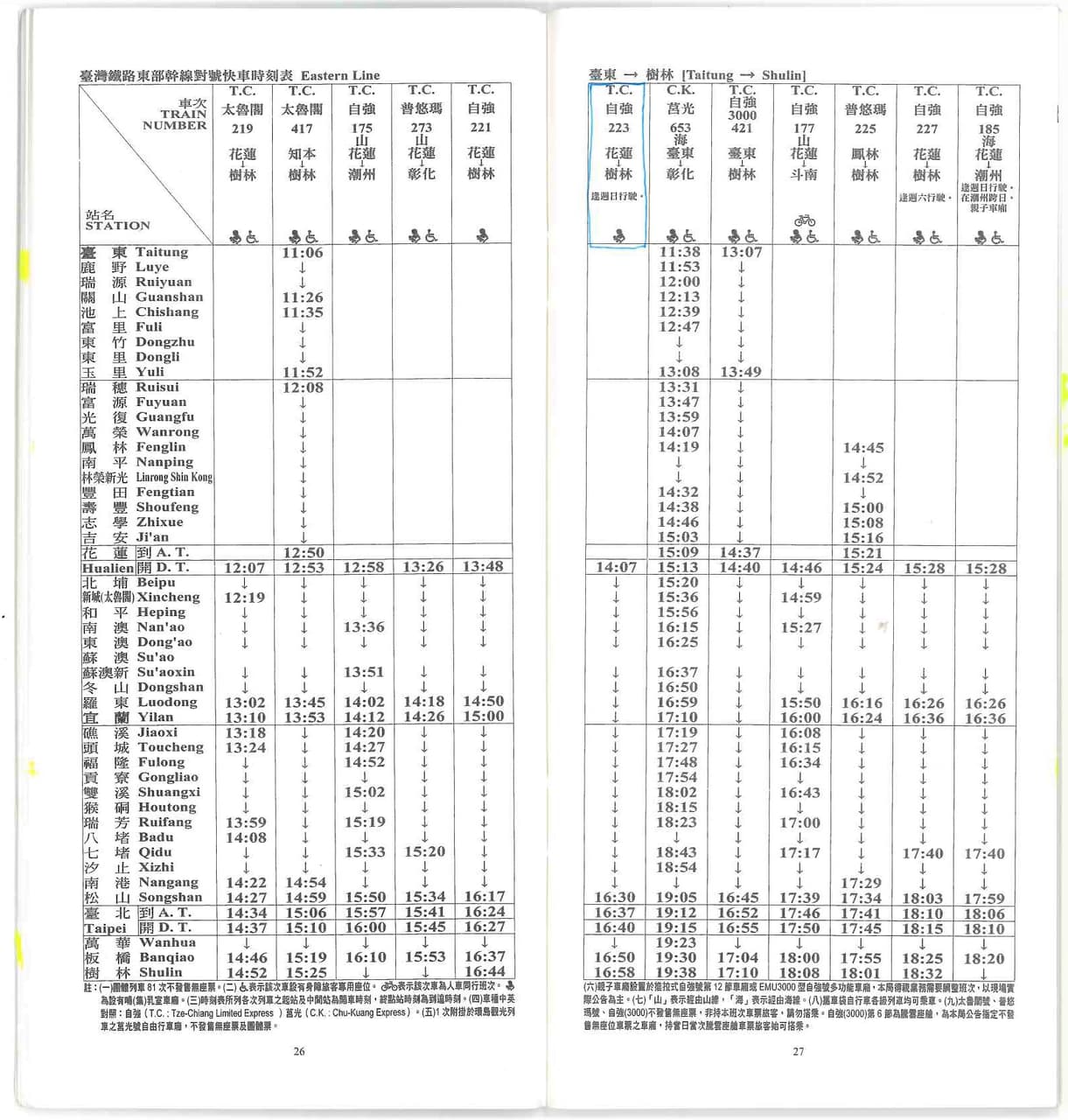 2022-06-29-taiwan-railways-train-timetable-printed-on