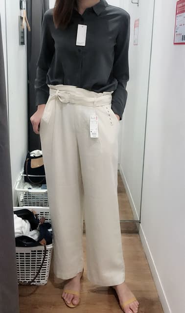 Uniqlo 附腰帶亞麻寬褲 穿搭板 Dcard